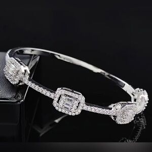 Luxury Halo Bracelet – White Gold Four Cluster Bangle - Saks Fifth Avenue NEW